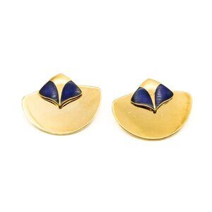 Vintage Rare Laurel Burch Isle of Skies Cloisonné Stud Earrings Gold Plated